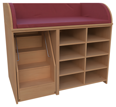 Wickelkommode mit Treppe und Regal